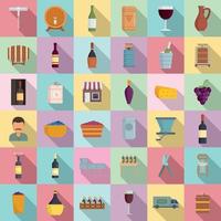 Winemaker icons set, flat style vector