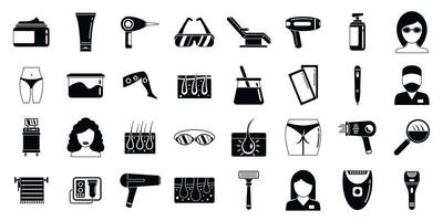 Cosmetic laser hair removal icons set, simple style vector