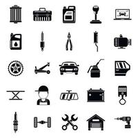 Auto mechanic service icons set, simple style vector