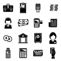 Money bank teller icons set, simple style vector