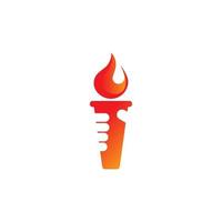 Torch with hand flame fire icon vector. vector