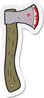 sticker of a cartoon bloody axe vector