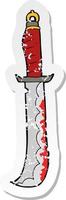 retro distressed sticker of a cartoon sword vector