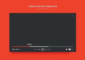 Modern flat style clean black video player template vector