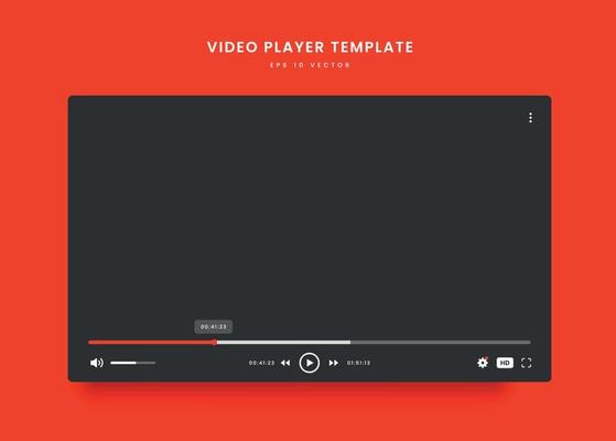 Modern flat style clean black video player template