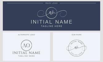 A O OA Initial handwriting signature logo template vector. Hand lettering for designs