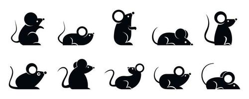 Rat icons set, simple style vector