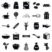 Sugar icons set, simple style vector