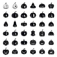 Farm pumpkin icons set, simple style vector