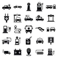 Electrical refueling icons set, simple style vector