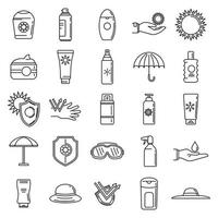 Uv sun protection icons set, outline style vector