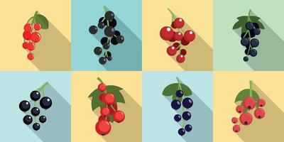 Currant berry icons set, flat style vector