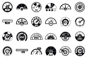 Credit score meter icons set, simple style vector