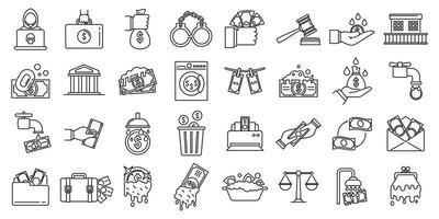 Money laundering offshore icons set, outline style