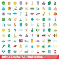 100 cleaning service icons set, cartoon style