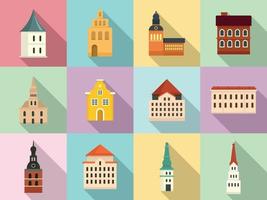 Riga icons set, flat style vector