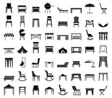 Home garden furniture icons set, simple style