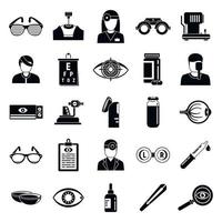 Doctor eye examination icons set, simple style vector