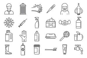 Prevention disease icons set, outline style vector