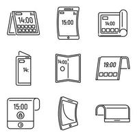 Modern flexible display icons set, outline style vector