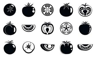 conjunto de iconos de tomate de jardín, estilo simple vector