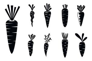 Carrot vegetable icons set, simple style vector