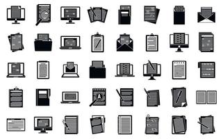 Editor document icons set, simple style vector