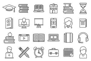 Tutor teacher icons set, outline style vector