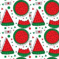 Doodle watermelon seamless pattern. hand drawn of a watermelon background Vector illustration