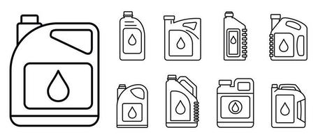 Modern motor oil icons set, outline style vector