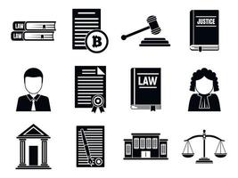 Judge icons set, simple style vector