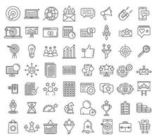 Smm icons set, outline style vector