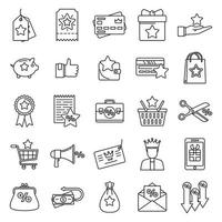 Loyalty program reward icons set, outline style vector