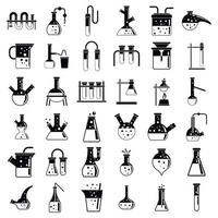 Modern chemical laboratory experiment icons set, simple style vector