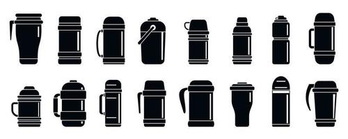 Thermo water bottle icons set, simple style vector