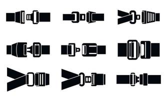 Safe seatbelt icons set, simple style vector