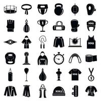 Mixed martial arts icons set, simple style vector