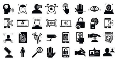 Biometric authentication icons set, simple style vector