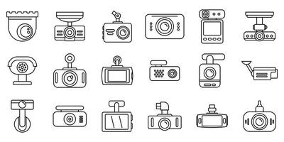 Digital DVR icons set, outline style vector