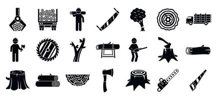 Deforestation icons set, simple style vector