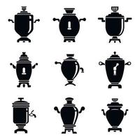 Samovar icons set, simple style vector