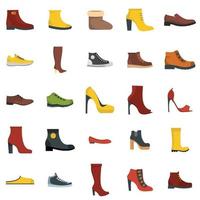 Footwear shoes icon set isolated, flat style vector