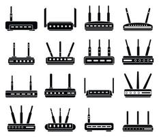 Router wireless icons set, simple style vector