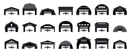 Hangar icons set, simple style vector