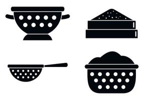 Sieve icons set, simple style vector