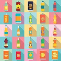 Soda icons set, flat style vector