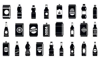 conjunto de iconos de bebida gaseosa, estilo simple vector