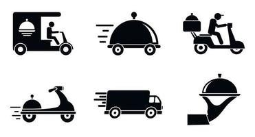 Food delivery service icons set, simple style vector