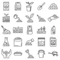 Soil ground icons set, outline style vector