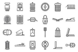 Hunter animal trap icons set, outline style vector